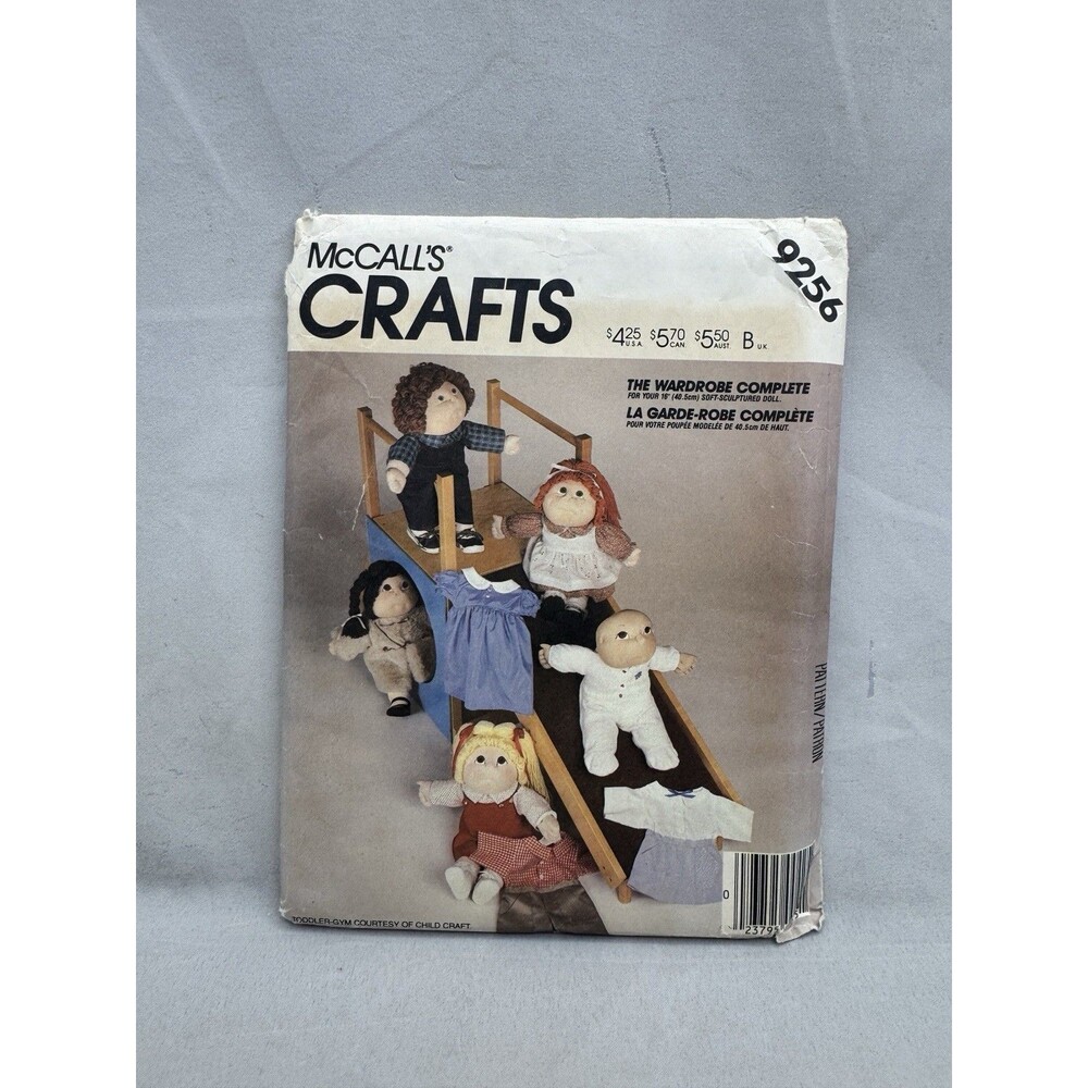 McCall's Crafts 9256 Sewing Pattern Soft Sculptured Doll Complete Wardrobe 16 18